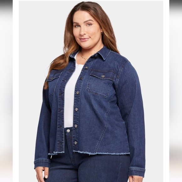 NYDJ frayed Hem Denim Jacket In Plus Size 1X - Picture 1 of 7